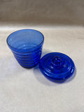 Ribbed Cobalt Blue Lidded Jar