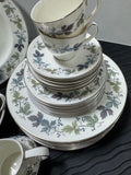 70-Piece Royal Doulton England Burgundy China Set