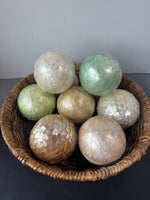 Round Woven Basket with Decorative Spheres
