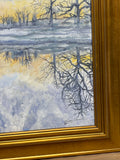 Sunrise Reflections in Winter Original Painting by Local Artist, Ginger Olansen; Signed