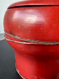 Red Lacquered Vintage Chinese Wooden Water Bucket