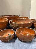 Set Of 9 Primitive Mexican Redware Nesting Bowls *** READ DESCRIPTION ****
