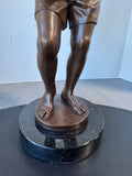 Signed & Numbered Charles Cropper Parks Bronze & Marble Boy with Duck Sculpture