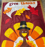 Give Thanks Turkey Outdoor Decorative Flag