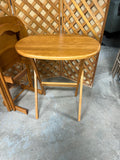 Pair of Folding Oval TV Tray Tables with Stand