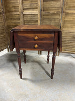 Rustic Drop Side End Table with 2 Drawers