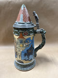 (A) Mettlach Etched 2382 Thirsty Knight German Beer Stein — Signed Heinrich Schlitt