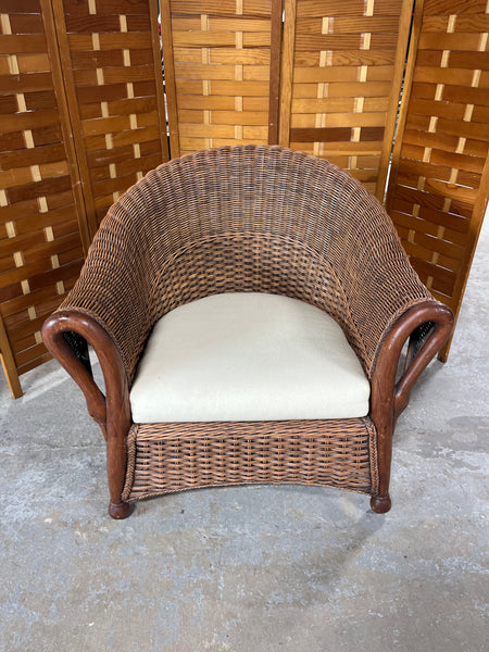 Brown Rattan/Wicker Chair with Cushion