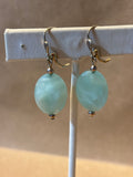 Sterling Earrings with Faceted Blue Stone