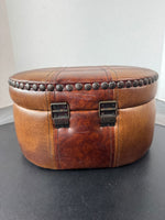 Leather Colorblock Rustic Studded Keepsake Box