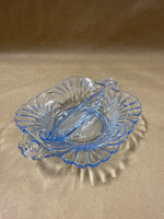 Cambridge Caprice Blue Glass Moonlight Divided Bowl