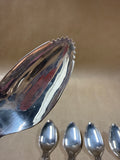 Sheffield Silver Plate Ornate Pastry Dessert Spoons - Set Of 6
