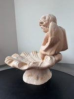 White Washed Terracotta Cherub Shell Bird Bath