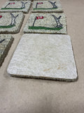 (A) Set Of 8 Handpainted Golfing Coasters On Carpet Samples