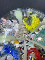 (F) Bubble Floral Garden Art Glass Paperweight on Stand AS IS (READ DESCRIPTION CAREFULLY)