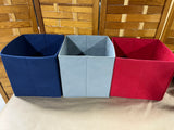 Set of 3 Collapsable Fabric Storage Cube/Bins (red/blue/gray)