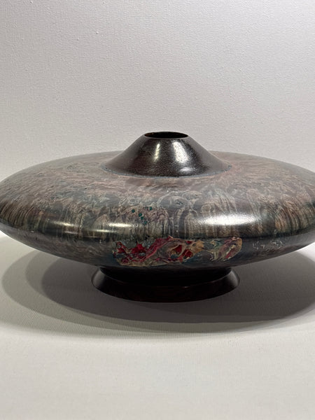 Signed & Numbered Wooden Vessel with Unique Raw Accent