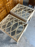Pair of Wicker & Glass End Tables