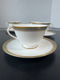 (C) 8- Piece Royal Doulton England Clarendon Fine Bone China Pedestal Teacups & Saucers Set