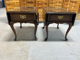Harden Pair of Drop Leaf End Tables with Protective Glass