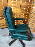 Ethan Allen Green Leather Office Chair (B)