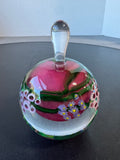 Shawn Messenger Signed Pink Floral  Art Glass Perfume Bottle
