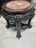 Carved Antique Wooden/Marble Side Table