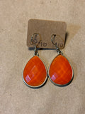 Gold & Orange Teardrop Earrings