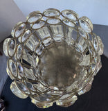 Crystal Beaded Silver Tone Pedestal Candle Holder & Lamp
