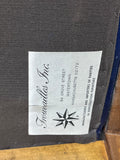Trouvailles Furniture Co. Inc. Carved Arm Chair with Blue Leather Seat
