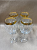 Gold Greek Key Rimmed Wine Goblets - Set Of 4 // 3 Sets Available // PRICED INDIVIDUALLY