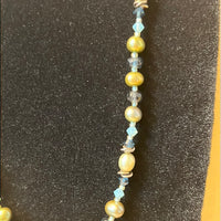 Green & Blue Beaded Necklace / Earrings Set