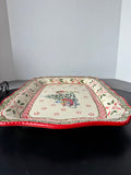 Temptations Old World Christmas Winter Scene Platter with Sled Metal Stand