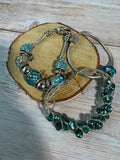 Trio of Blue Accented Silver Tone Bracelets