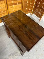 End Table/Cabinet with Protective Glass and Tea Table Pull Out Shelf