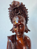 Artist Signed Hand Carved Vintage Balinese Woman Wooden Sculpture