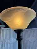 Bronzed Metal Torchiere 3-Way Floor Lamp with Reading Lamp (WORKS)