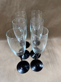 Set Of 6 Black Stemmed Champagne Flutes