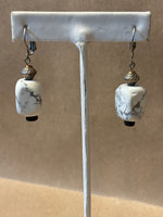 Earrings with White Marble-Like Bead