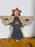 Primitive Folk Art Wooden Angel Wall Hanging