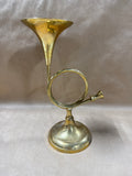 Brass French Horn Candle Stick Holder
