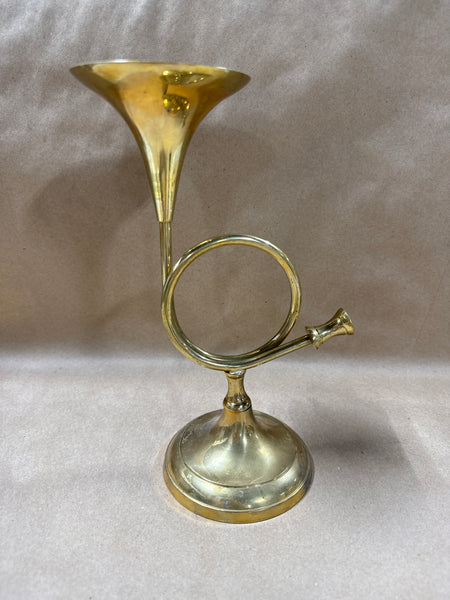 Brass French Horn Candle Stick Holder