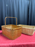 Pair of Light Brown Woven Storage Baskets