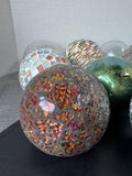 11-Piece Assorted Decorative Glass Orbs in Basket