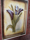 Pair of Framed Charlene Winterle Olsen Signed Floral Chalkware Plaques
