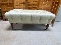 Tufted Bench on Casters with Butterfly Fabric