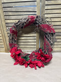 Grapevine Christmas Wreath With Poinsettias