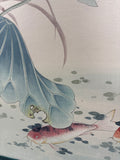 Asian Painting of Koi & Water Lilies on Silk