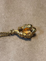 Gold Tone Necklace & Nugget-Like Pendant