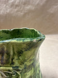 Majolica Style Green Floral Pitcher